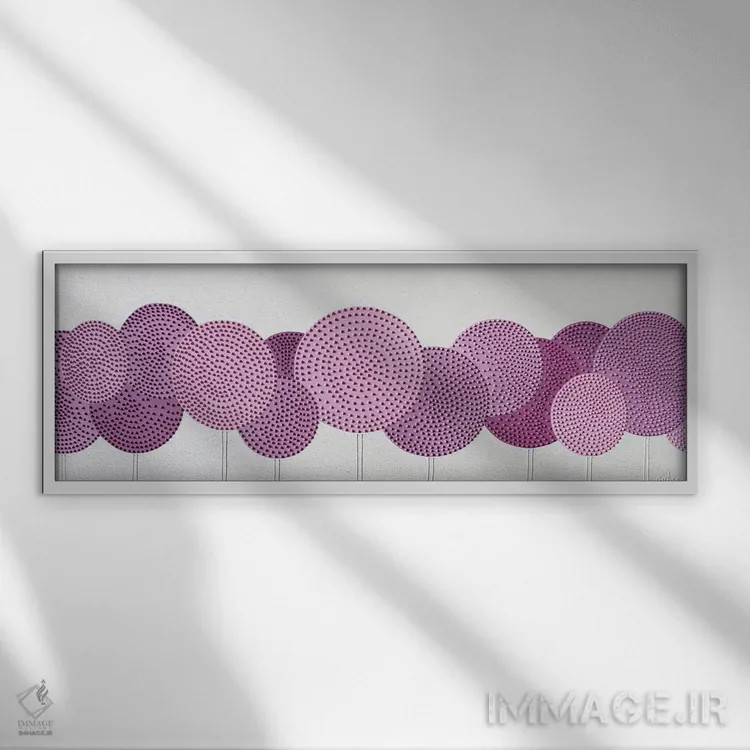 تابلو مرواریدهای صورتی آلیوم (گل آلیوم) اثر آلا گرانده - نمای قابدار سفید