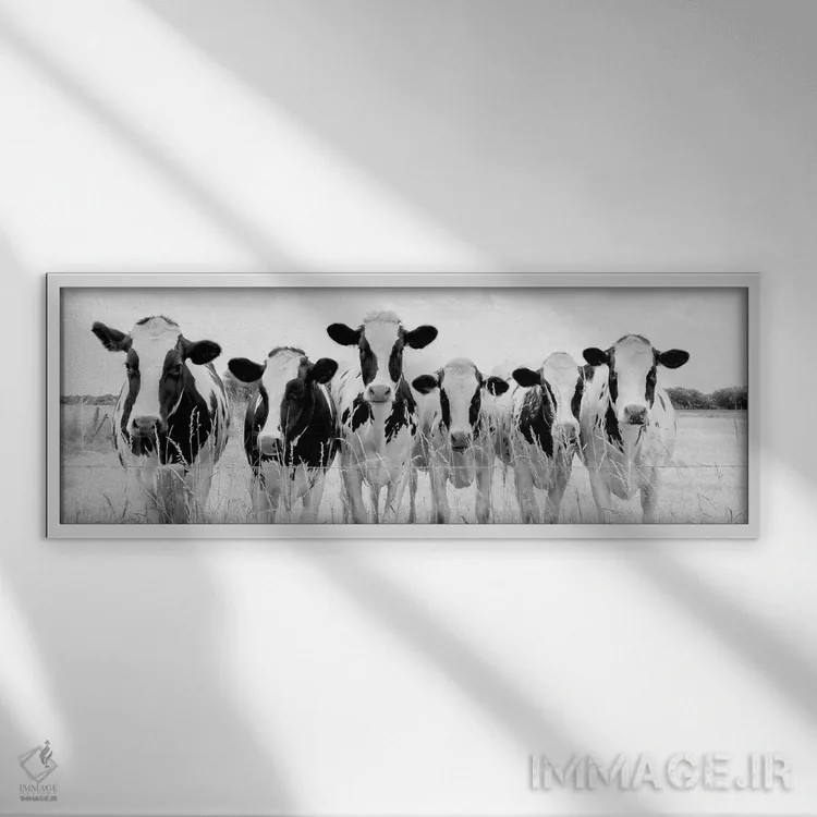 تابلو مرغزار چراگاه اثر لارس فان ده خور - نمای قابدار سفید