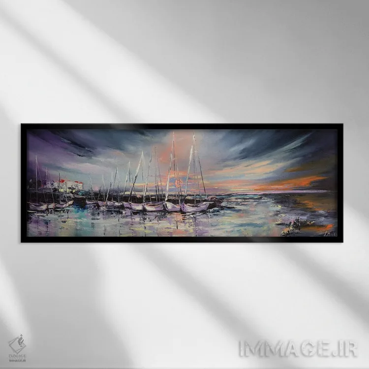 تابلو بندر خوابآلود اثر لانا فری - نمای قابدار مشکی