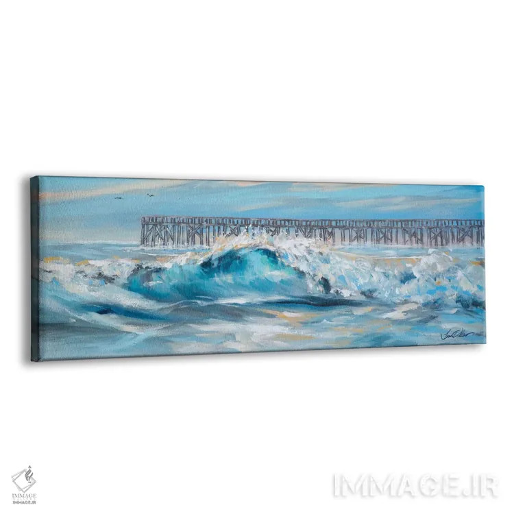 تابلو "سوار بر امواج کنار اسکله" اثر لیندا اولسن - نمای پرسپکتیو محصول