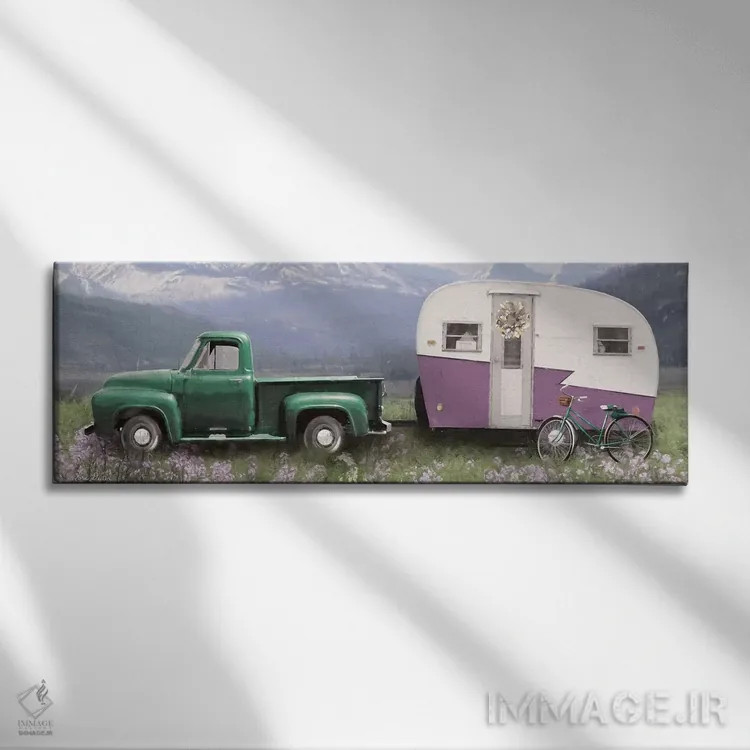 تابلو کمپینگ بهاری با دوچرخه اثر لری دیتِر - نمای روبهرو روی دیوار