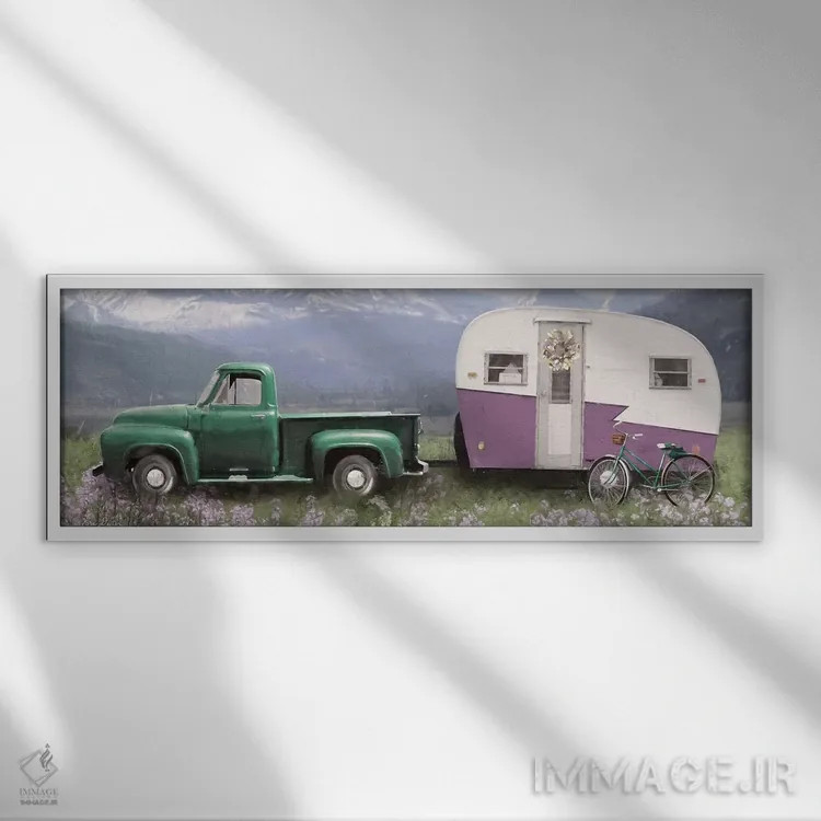 تابلو کمپینگ بهاری با دوچرخه اثر لری دیتِر - نمای قابدار سفید