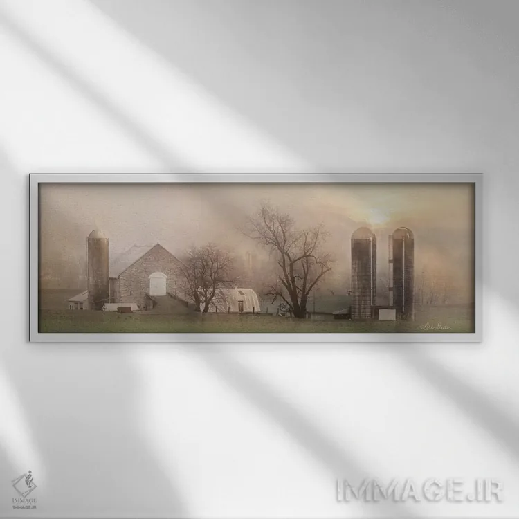 تابلو اصطبل سنگی قدیمی اثر لری دیتِر - نمای قابدار سفید