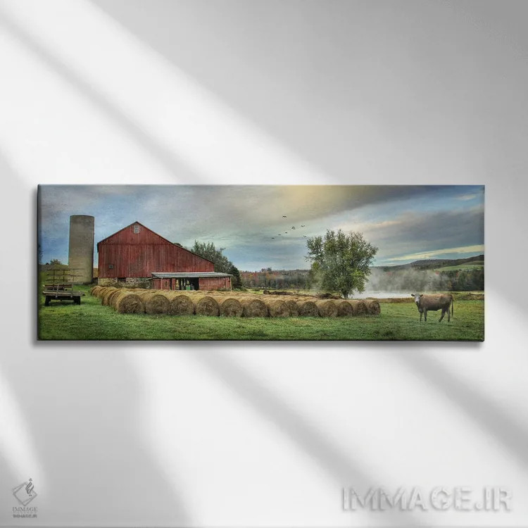 تابلو برداشت یونجه اثر لری دیتِر - نمای روبهرو روی دیوار