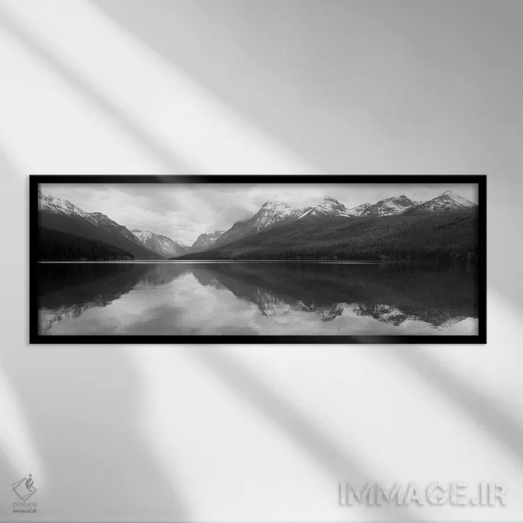 تابلو انعکاسهای دریاچه بومان اثر لری دیتِر - نمای قابدار مشکی