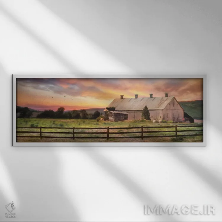 تابلو غروب در دره اثر لری دیتِر - نمای قابدار سفید