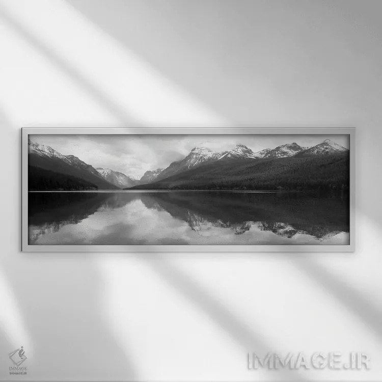 تابلو انعکاسهای دریاچه بومان اثر لری دیتِر - نمای قابدار سفید