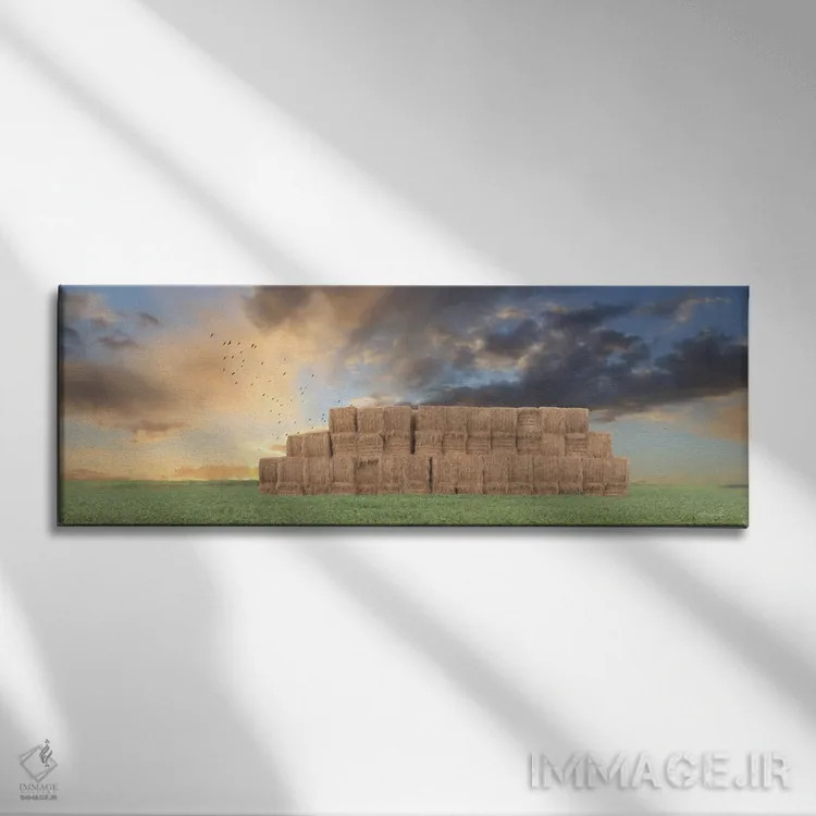 تابلو "برداشت انبار کاه" اثر لری دیتِر - نمای روبهرو روی دیوار