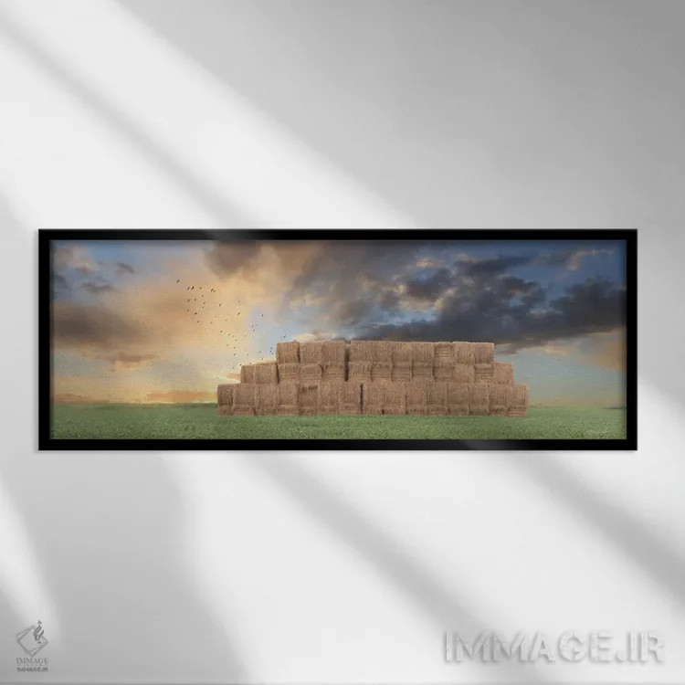 تابلو "برداشت انبار کاه" اثر لری دیتِر - نمای قابدار مشکی