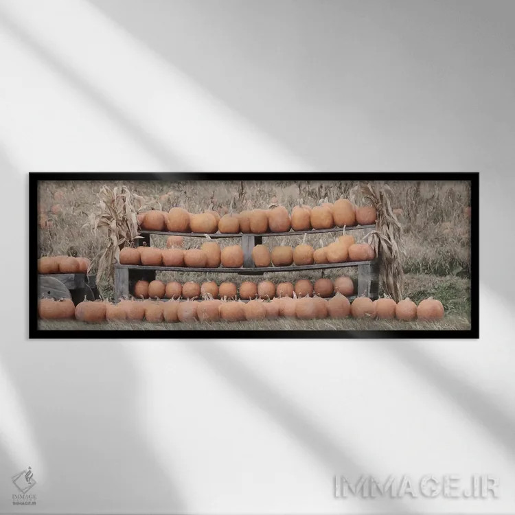 تابلو "چیدن کدو تنبل" اثر لری دیتِر - نمای قابدار مشکی