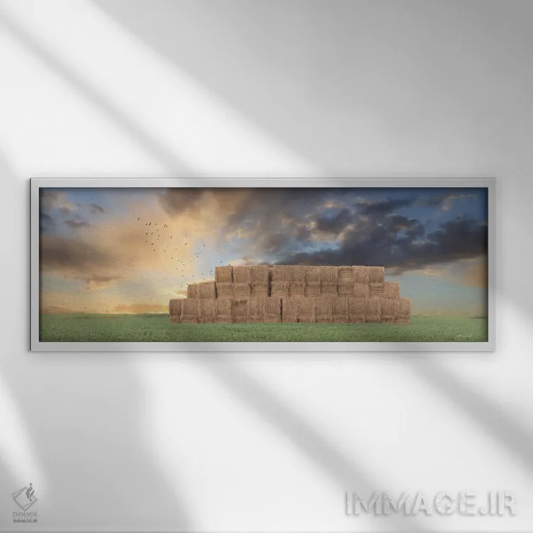 تابلو "برداشت انبار کاه" اثر لری دیتِر - نمای قابدار سفید