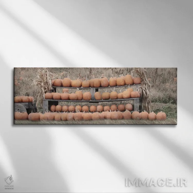 تابلو "چیدن کدو تنبل" اثر لری دیتِر - نمای روبهرو روی دیوار