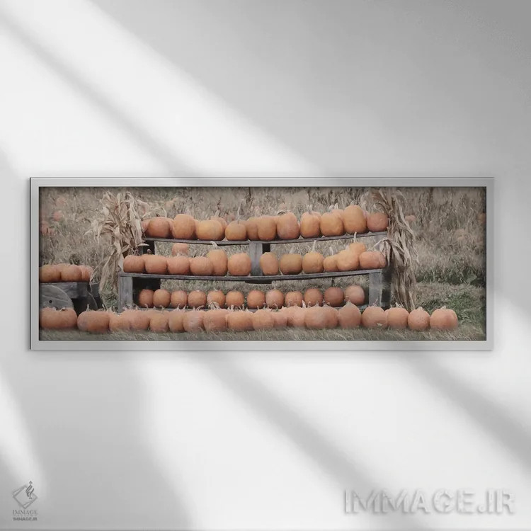 تابلو "چیدن کدو تنبل" اثر لری دیتِر - نمای قابدار سفید