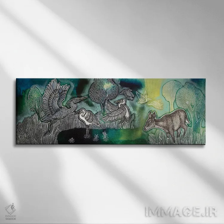 تابلو گردهمایی در مه اثر لینت شلی - نمای روبهرو روی دیوار