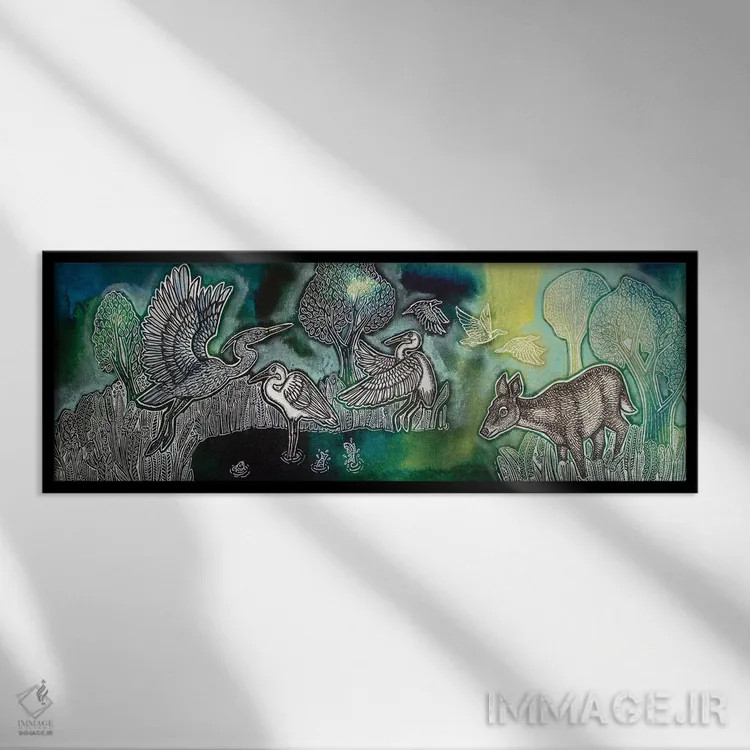 تابلو گردهمایی در مه اثر لینت شلی - نمای قابدار مشکی