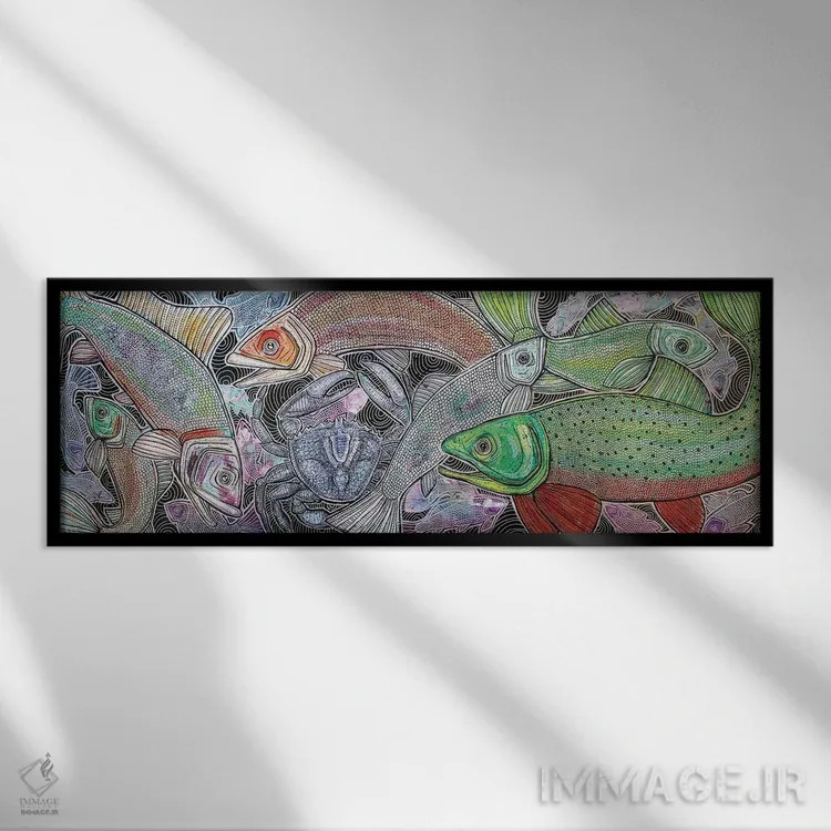 تابلو آبی (یا: دنیای آبها) اثر لینت شلی - نمای قابدار مشکی