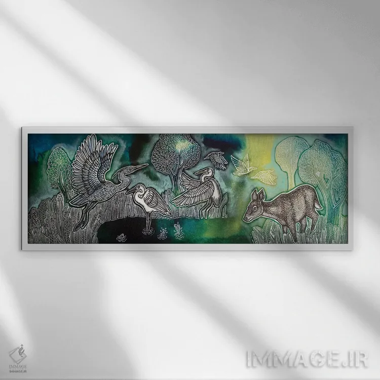 تابلو گردهمایی در مه اثر لینت شلی - نمای قابدار سفید