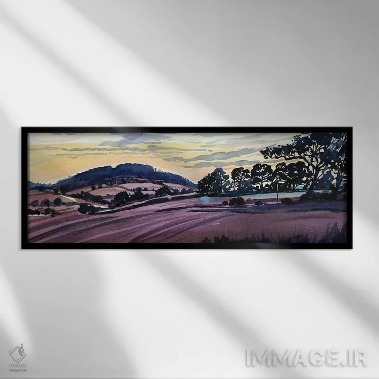 تابلو سایههای غروب بر تپههای شروپشر اثر لویزا میلیسنت - نمای قابدار مشکی