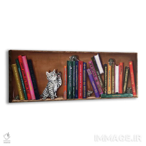 تابلو قفسه کتاب با یک بچهگربه اثر لنا اسمیرنُوا - نمای پرسپکتیو محصول