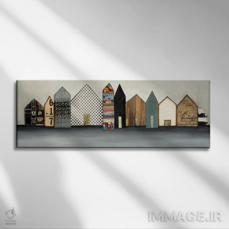 تابلو دهکده ترکیبی اثر لورا ون هورن - نمای روبهرو روی دیوار