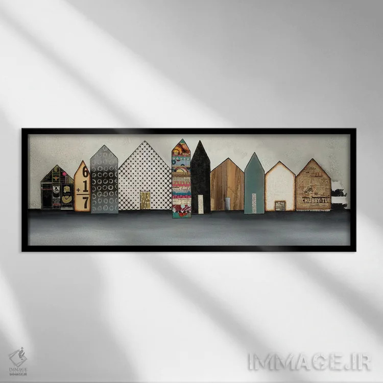 تابلو دهکده ترکیبی اثر لورا ون هورن - نمای قابدار مشکی