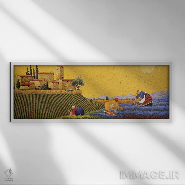 تابلو گلهای دامنه تپه اثر لوول هررو - نمای قابدار سفید