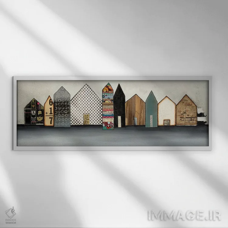 تابلو دهکده ترکیبی اثر لورا ون هورن - نمای قابدار سفید