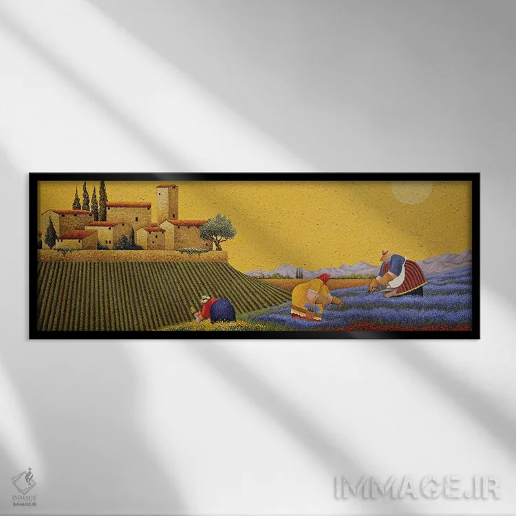 تابلو گلهای دامنه تپه اثر لوول هررو - نمای قابدار مشکی