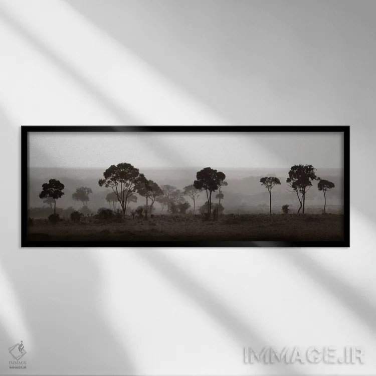 تابلو خط درختان اثر خورخه یووت - نمای قابدار مشکی