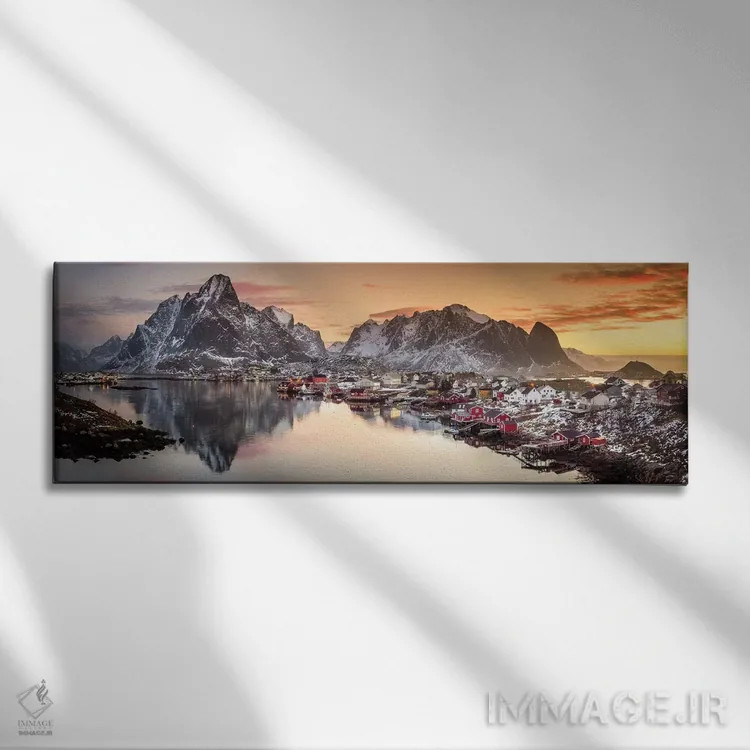 تابلو نور صبحگاهی رینه (نام محل در نروژ) اثر لیور یعقوبی - نمای روبهرو روی دیوار