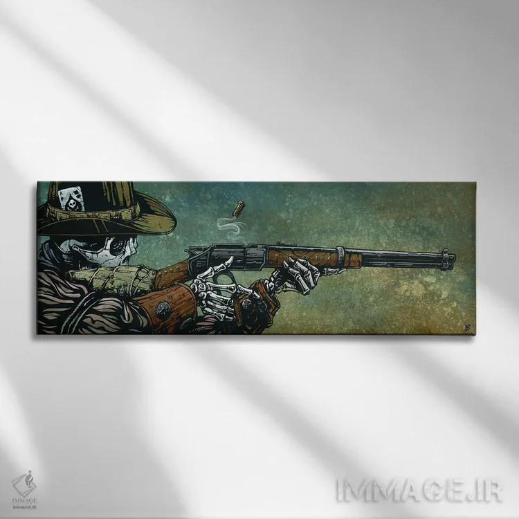 تابلو اهرم مکانیکی (یا اسلحه لِوِر اکشن) اثر دیوید لوزو - نمای روبهرو روی دیوار