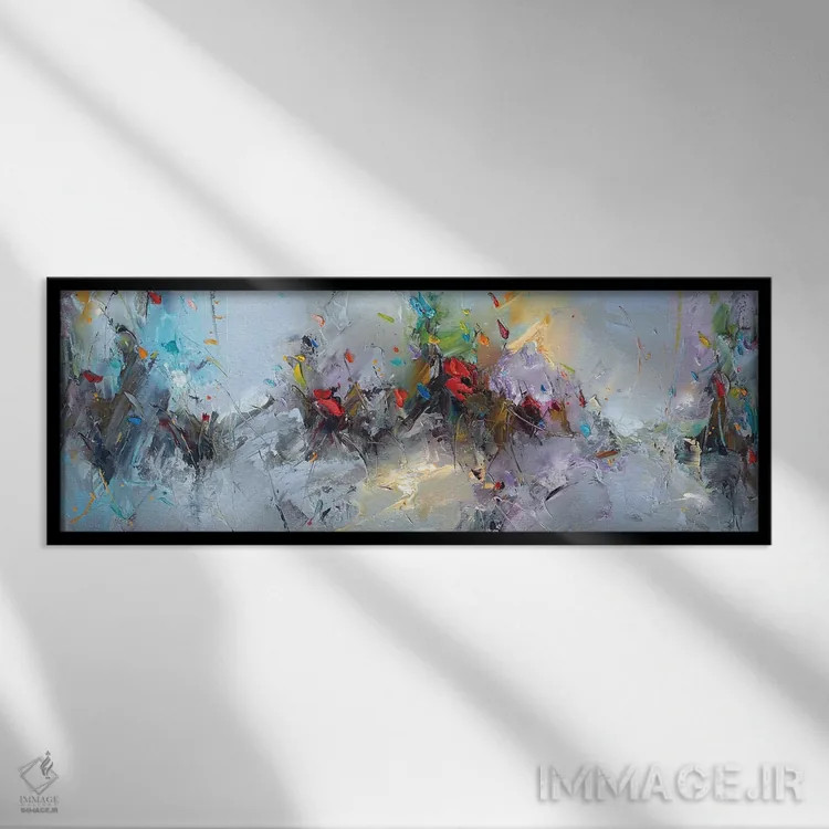 تابلو باد در مزرعه شقایق اثر استانیسلاو لازاروف - نمای قابدار مشکی