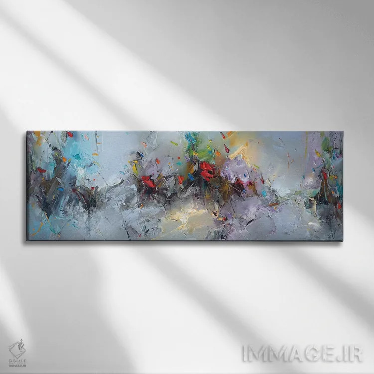 تابلو باد در مزرعه شقایق اثر استانیسلاو لازاروف - نمای روبهرو روی دیوار