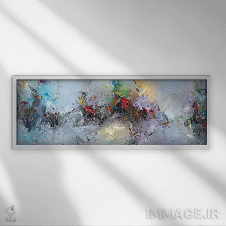 تابلو باد در مزرعه شقایق اثر استانیسلاو لازاروف - نمای قابدار سفید