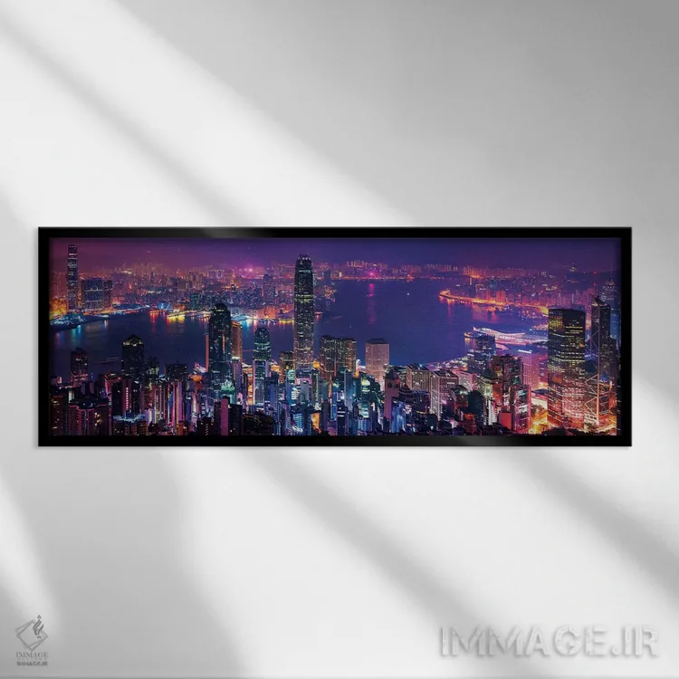 تابلو منظره خاص هنگکنگ اثر مارکو کارماسی - نمای قابدار مشکی