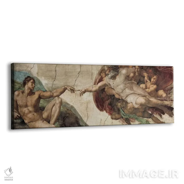 تابلو آفرینش آدم (اثر میکلآنژ) اثر میکلآنژ (هنرمند و مجسمهساز ایتالیایی دوره رنسانس) - نمای پرسپکتیو محصول