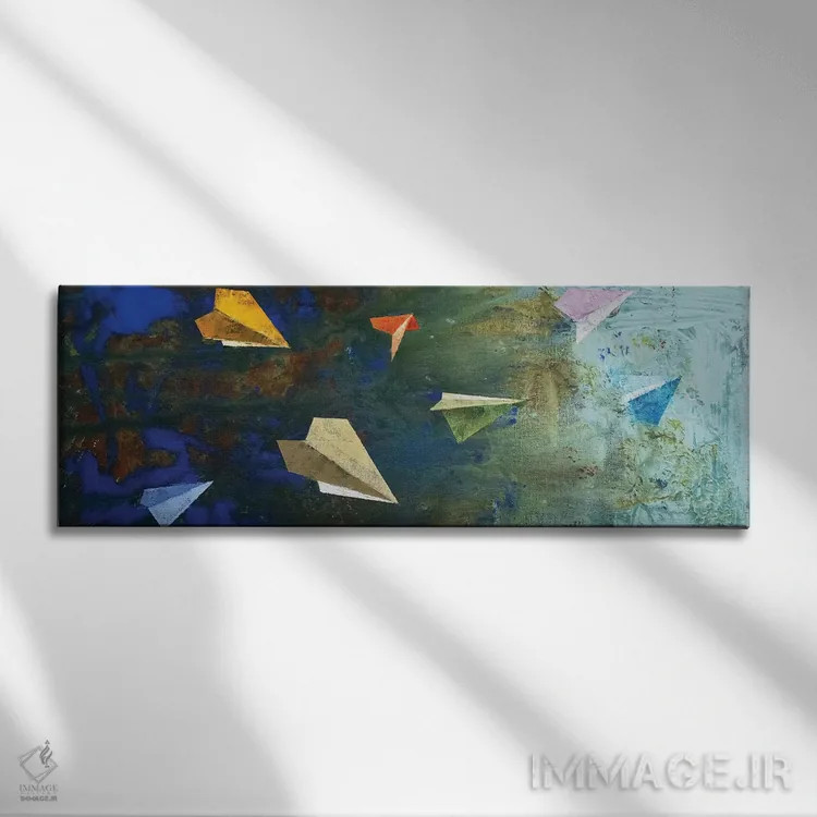 تابلو هواپیماهای کاغذی اثر مایکل کریس - نمای روبهرو روی دیوار