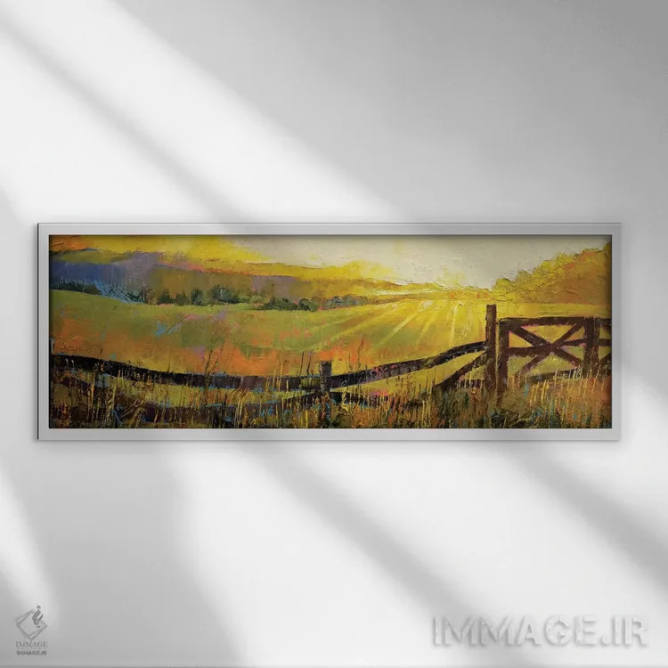تابلو چمنزار روستایی اثر مایکل کریس - نمای قابدار سفید