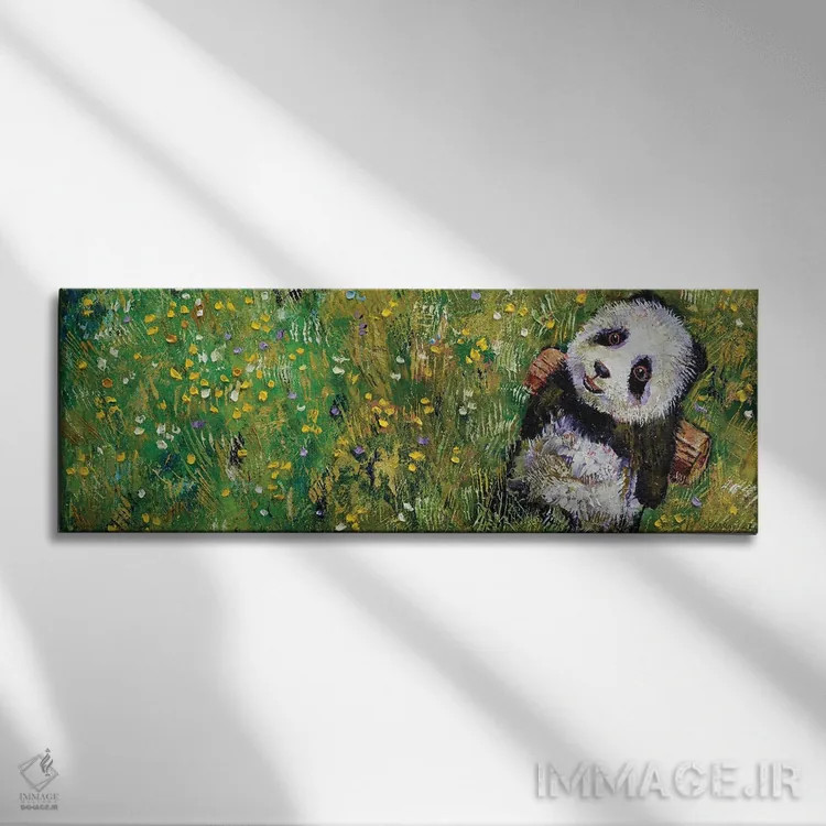 تابلو بچه پاندای ریلکس اثر مایکل کریس - نمای روبهرو روی دیوار