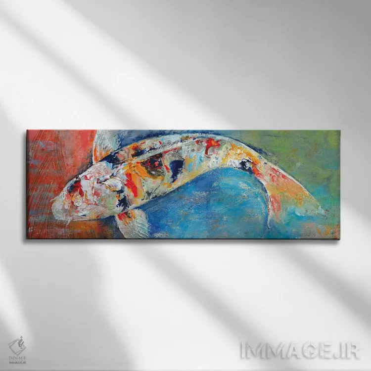 تابلو کوی ژاپنی (ماهی کوی) اثر مایکل کریس - نمای روبهرو روی دیوار