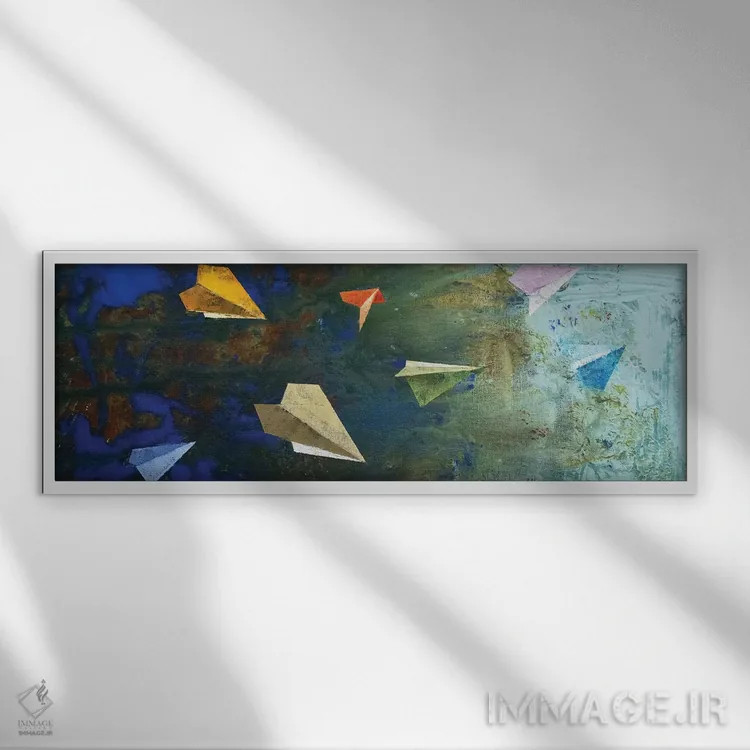تابلو هواپیماهای کاغذی اثر مایکل کریس - نمای قابدار سفید