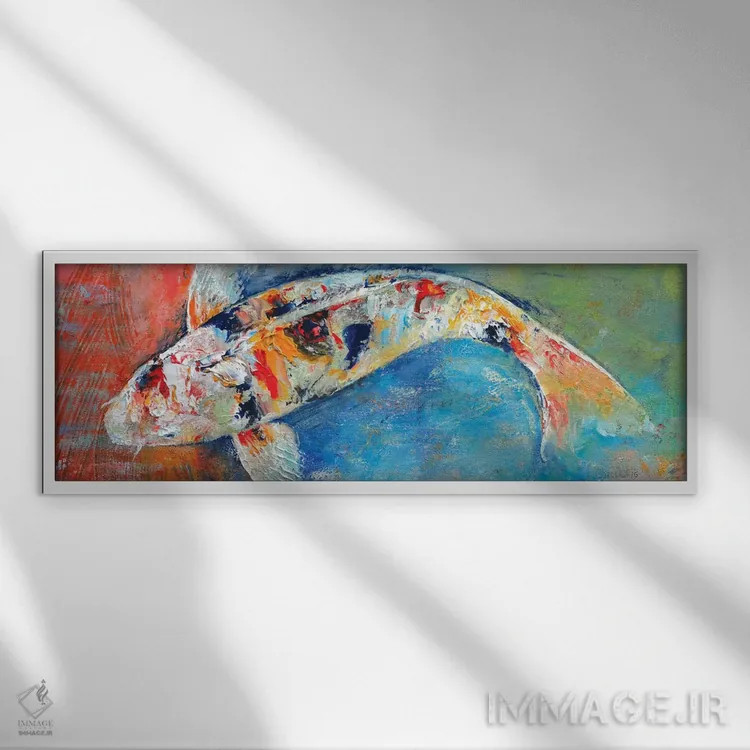تابلو کوی ژاپنی (ماهی کوی) اثر مایکل کریس - نمای قابدار سفید