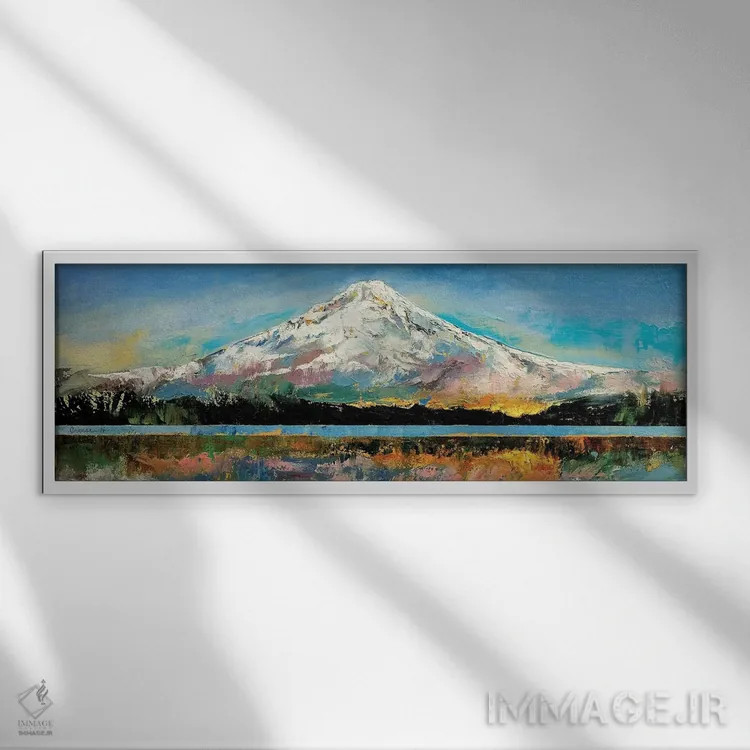 تابلو کوه هود (آمریکا) اثر مایکل کریس - نمای قابدار سفید