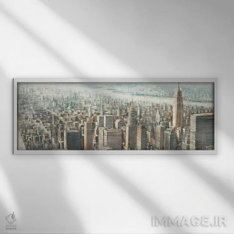 تابلو نمای شهری منهتن اثر متیو دنیلز - نمای قابدار سفید