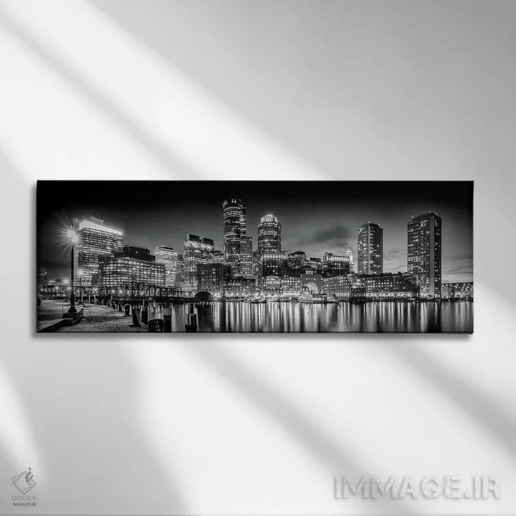 تابلو پارک فنپیر و افق بوستون در شب اثر ملانی ویولا - نمای روبهرو روی دیوار