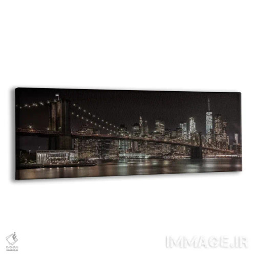 تابلو خط افق منهتن و پل بروکلین در منظره شبانه رؤیایی اثر ملانی ویولا - نمای پرسپکتیو محصول
