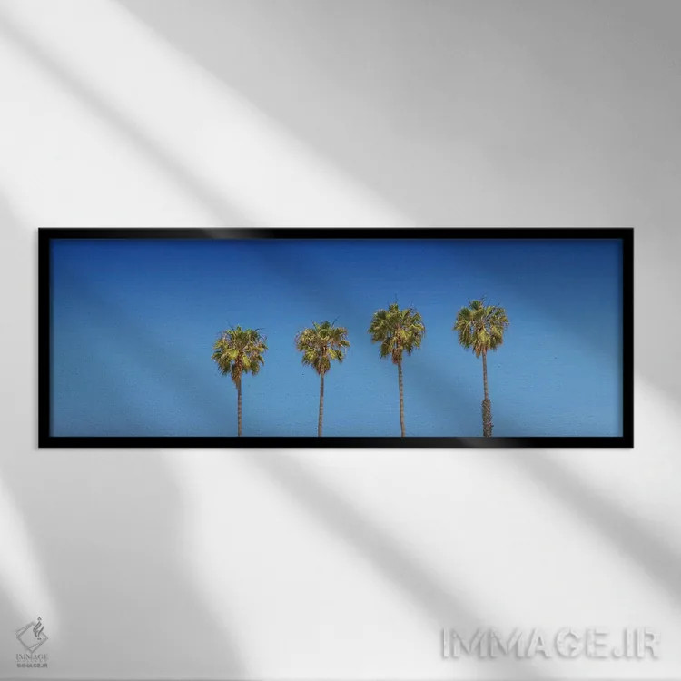 تابلو درختان نخل زیبا اثر ملانی ویولا - نمای قابدار مشکی