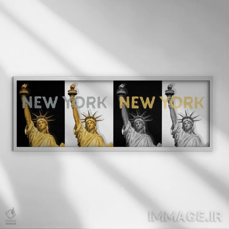 تابلو مجسمه آزادی I اثر ملانی ویولا - نمای قابدار سفید