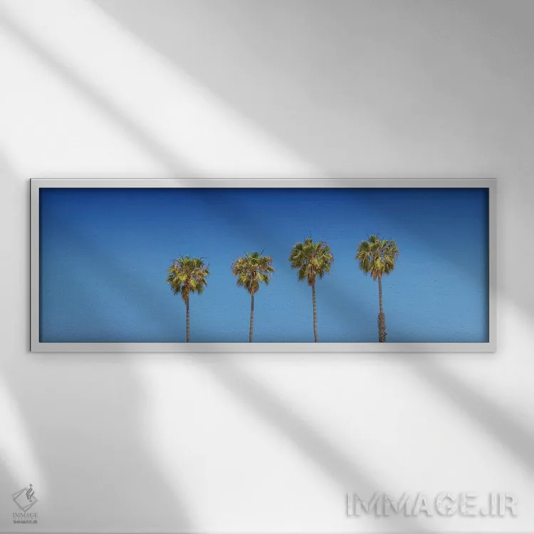 تابلو درختان نخل زیبا اثر ملانی ویولا - نمای قابدار سفید