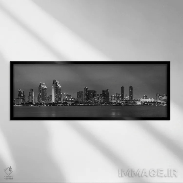 تابلو افق عصرگاهی سندیهگو (سیاه و سفید) اثر ملانی ویولا - نمای قابدار مشکی